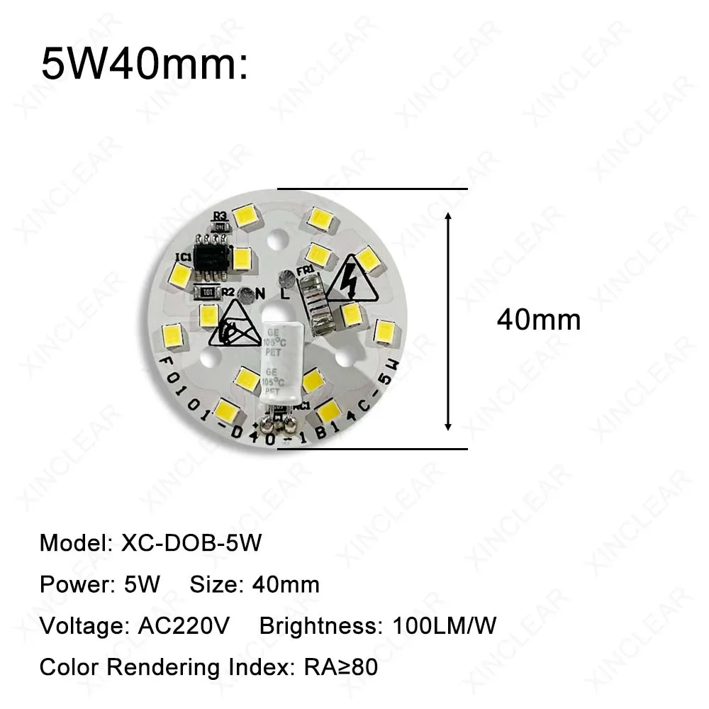 5-Pack 3W5W7W9W12W18W24W Panel światła LED ciepły biały AC 220V żarówka Panel źródła światła typu Downlight DIY zmodyfikowane akcesoria do panelu