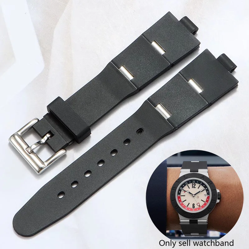 

Для резинового ремешка для часов Bulgari с выпуклым интерфейсом, мужские и женские мягкие и удобные аксессуары для часов 22x8 мм 24x8 мм