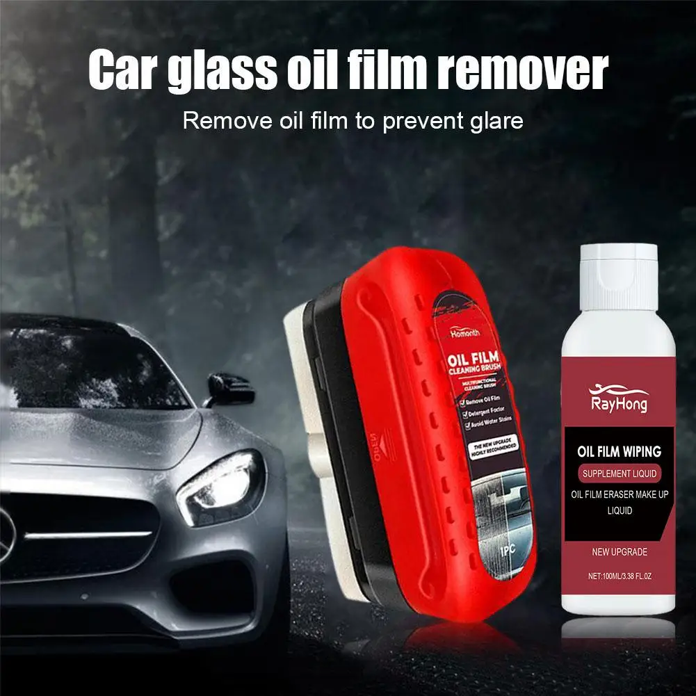 Car windshield oil film remover auto window clear vision Hydrophobic coating strong dirt removal cleaning brush  for rainy days