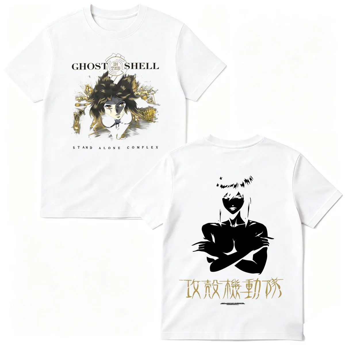 Japanese Anime Ghost in The Shell Motoko Kusanagi T Shirts Men Women Clothing High Quality Cotton Short Sleeve Oversized T-shirt