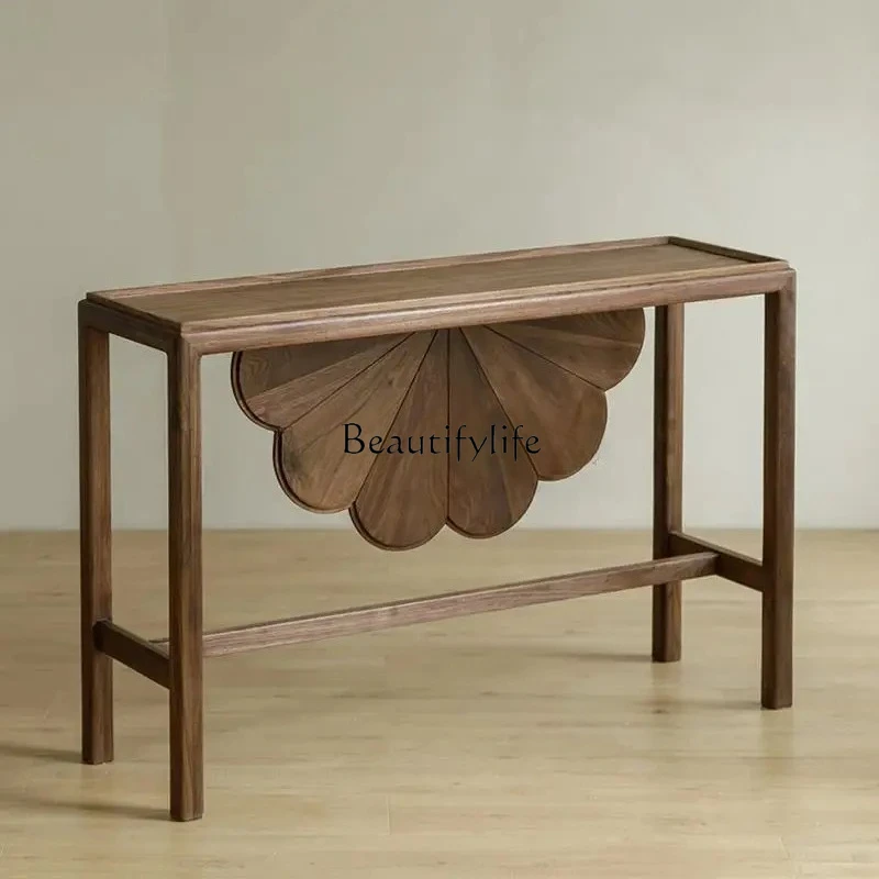 

solid wood entrance table,entrance door, middle hall against the wall, table is very narrow, new Chinese style strip case