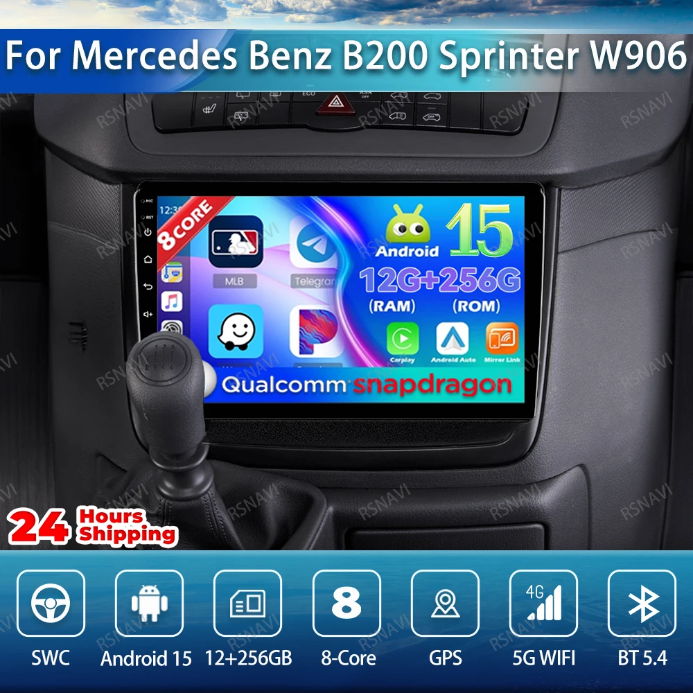 

Android 15 Car Radio For Mercedes Benz B200 Sprinter W906 W639 A B Class W169 W245 Viano Vito Qualcomm Viedo Player DSP Stereo