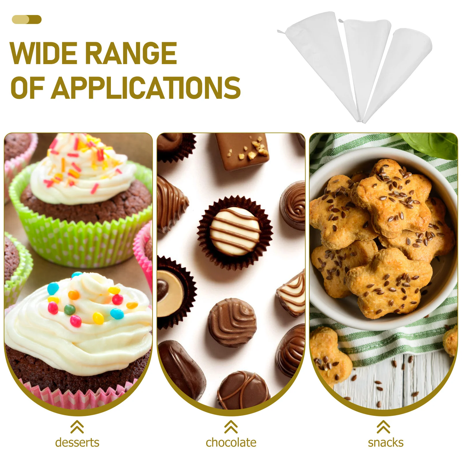

3Pcs Reusable Piping Bags Heavy Duty Cotton Cloth for Cake Cupcake Cookie Decorating Smooth Squeeze Baking Accessories and Tools