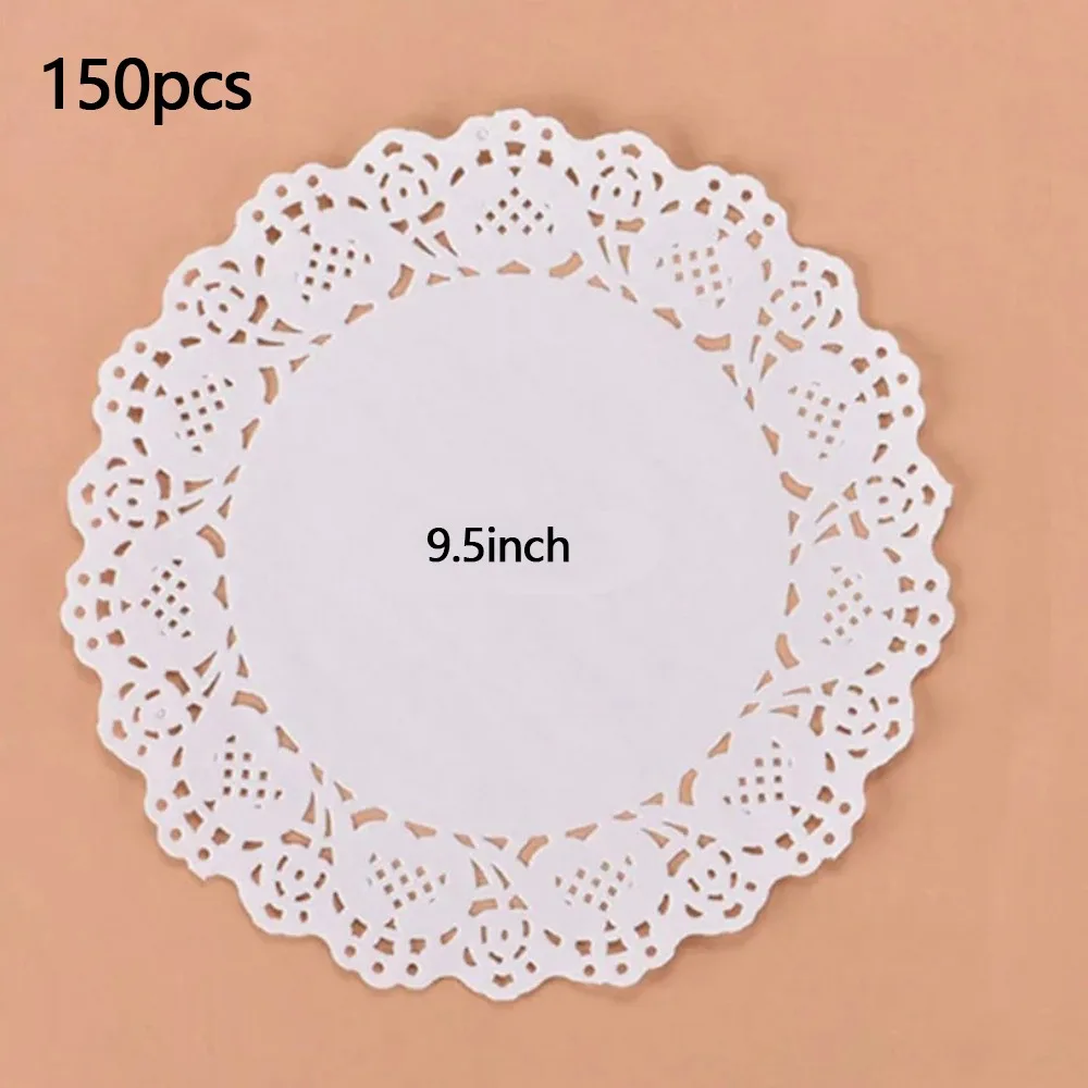 

150 шт., круглый коврик высокого качества, многофункциональные кружевные салфетки, маслопоглощающая бумага, удобная бумага для выпечки для свадебной вечеринки