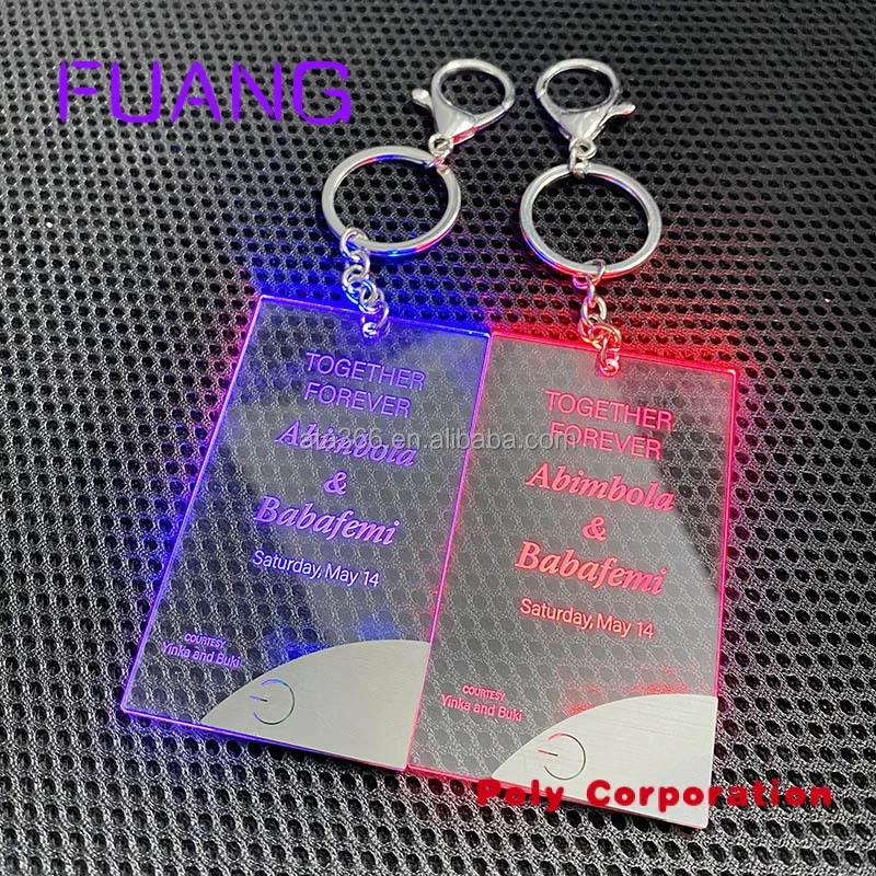 Custom  2022 NEW Luxury Customized Acrylic LED Keychain Thinnest LED Keychain custom LED Keychain Light with stainless steel tou