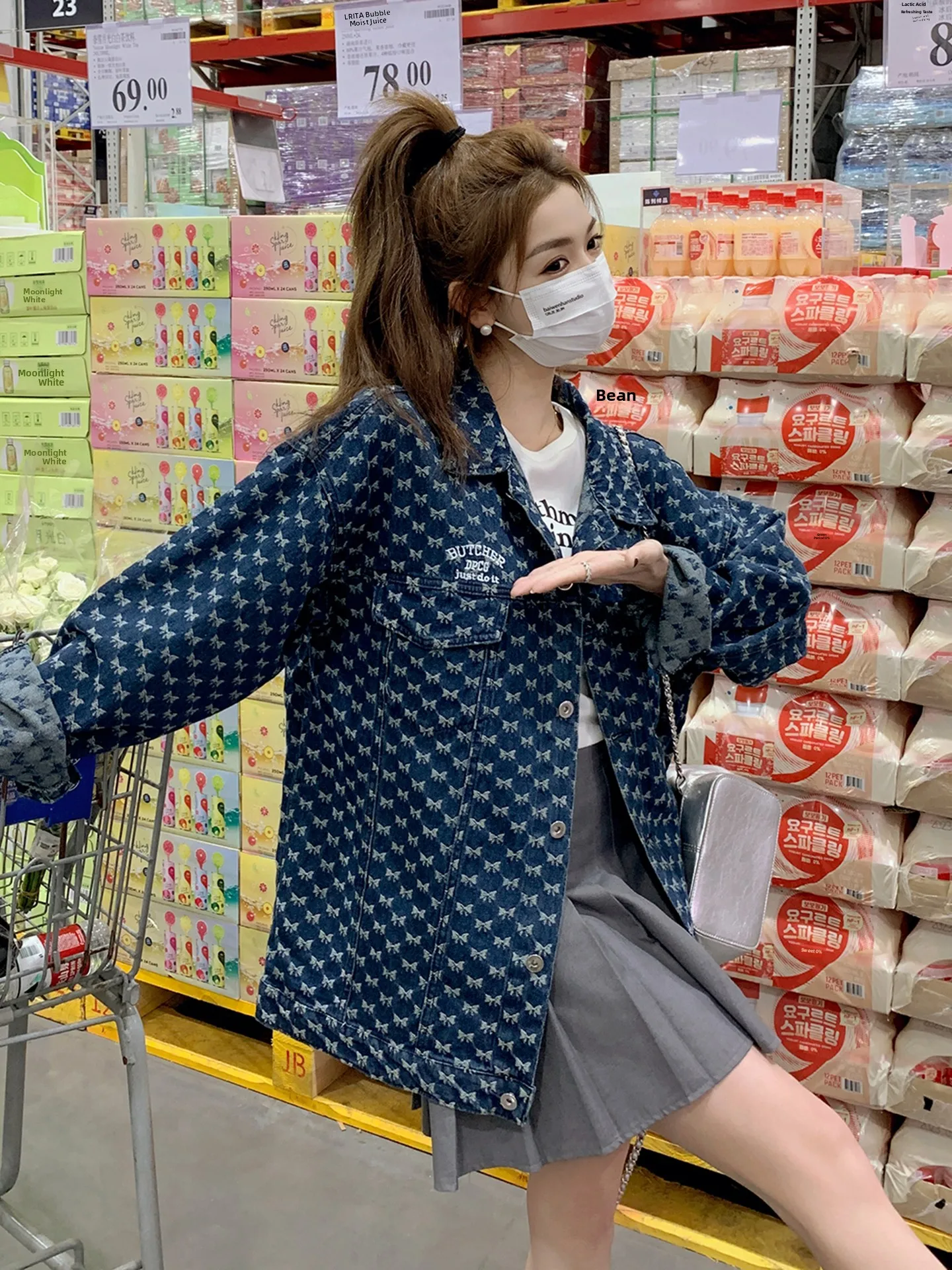 

Casual College Sle Women's Denim Jaet Loose Fit Printed Faionable Anti-Aging Autumn New Korean Version Jaet Coat