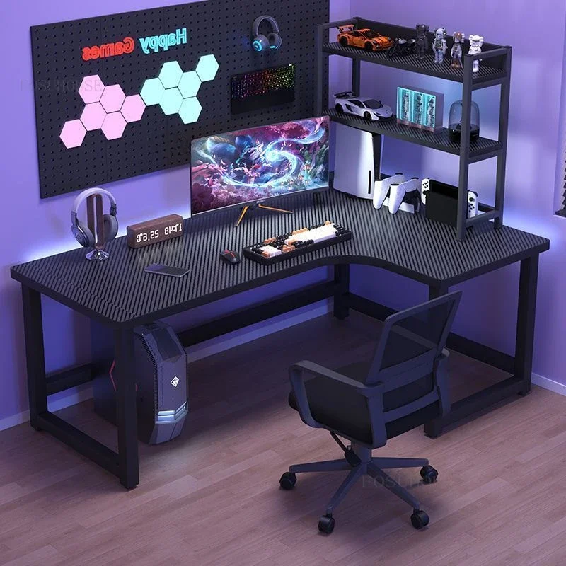 Home Double Gaming Desk Nordic Desktop Computer Desks Minimalist Corner Computer Desk Bookshelf Integrated Bedroom Reading Desk