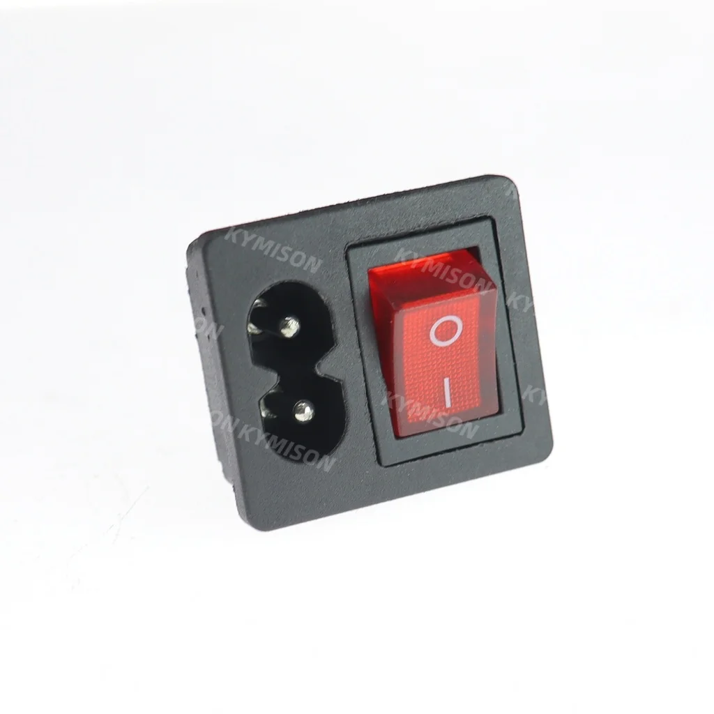IEC320 C8 Power Cord Inlet Socket receptacle With ON-OFF Red Light Rocker Switch 250V 2.5A FOR Computer Amplifier