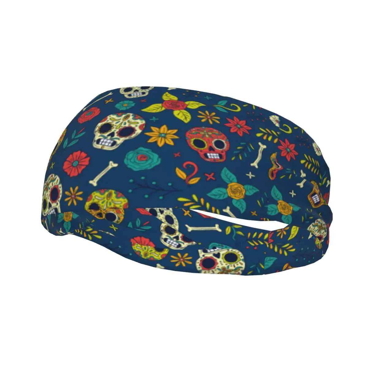 

Headband Sports Yoga Fitness Stretch Sweatband Hair Band Elasticity Headband Day Of The Dead Skull And Flowers