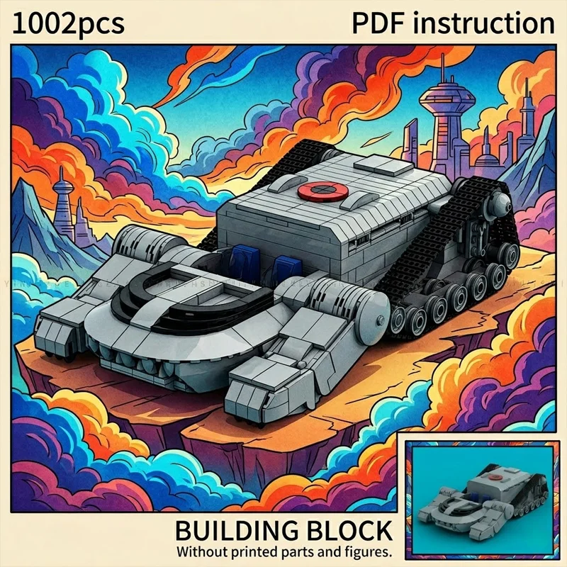 MOC Classic 80s Animation Thunder Battle Tank Building Blocks Combat Vehicle Retro Tracked Display Brick Adult Collector Toy view 3