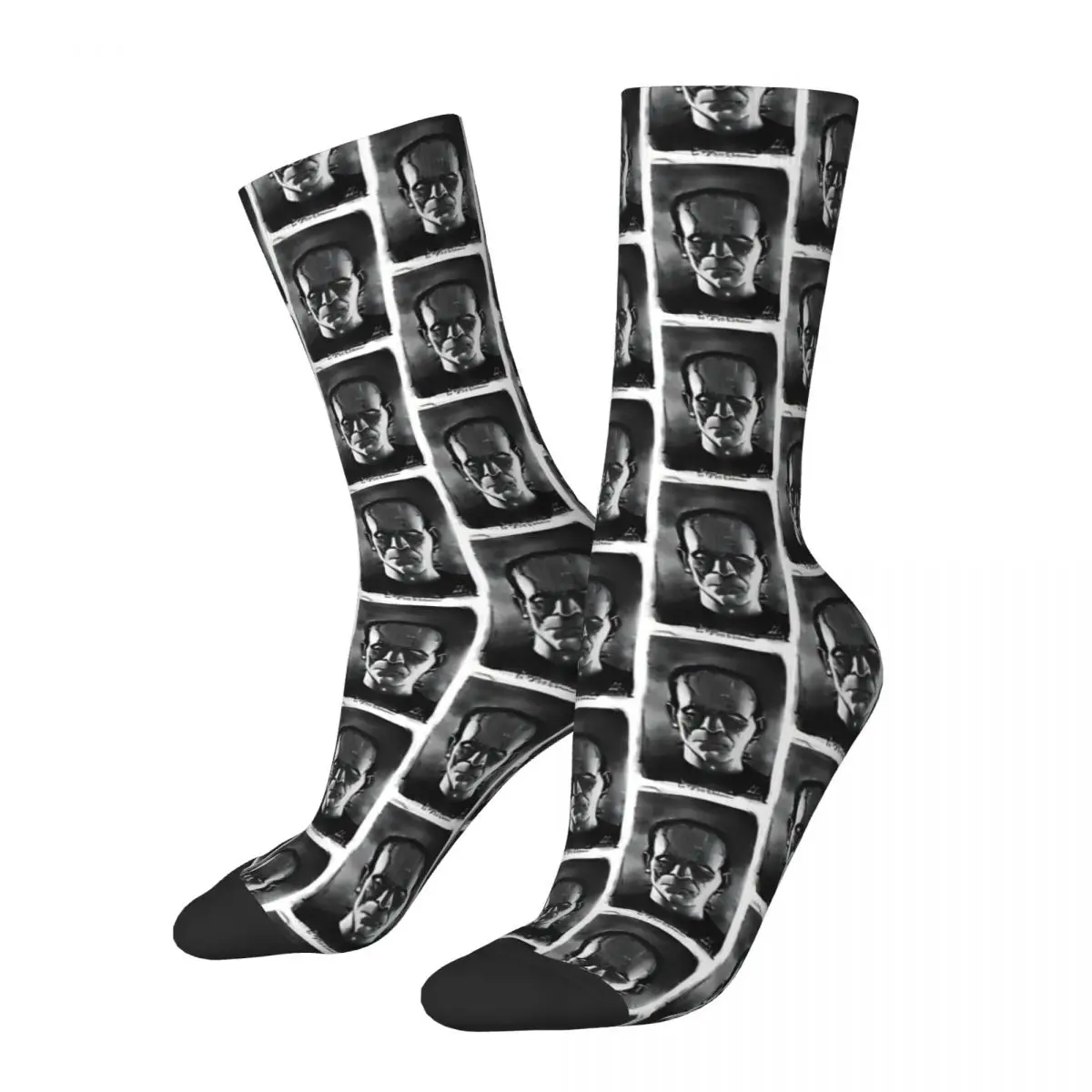 

Retro Black Men's Socks Frankenstein Horror Film Unisex Novelty Pattern Printed Crazy Crew Sock Gift