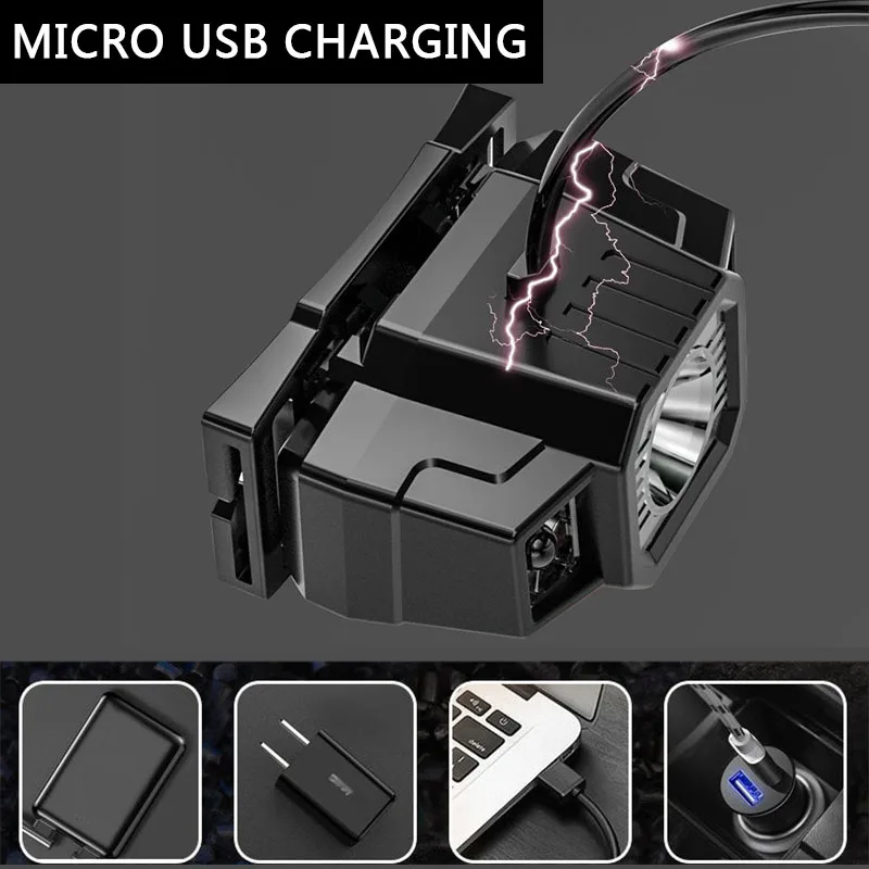 LED Mini Induction Headlight Strong Light Micro USB Direct Charging Portable Waterproof Reading Night Running Camping Headlamp