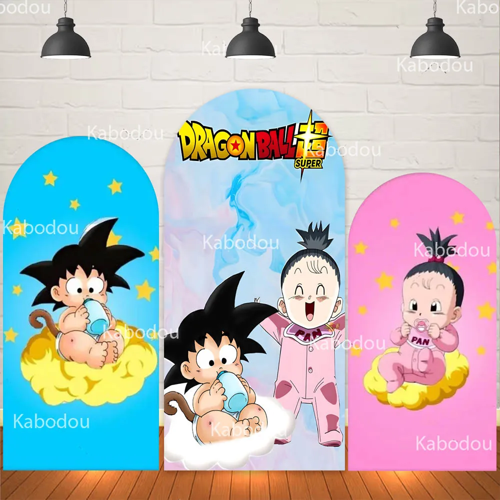 

Dragon Balls Arch Cover Baby Goku Cartoon Pink Blue Backdrop Kids Birthday Party Decoration Baby Shower Photobooth Background