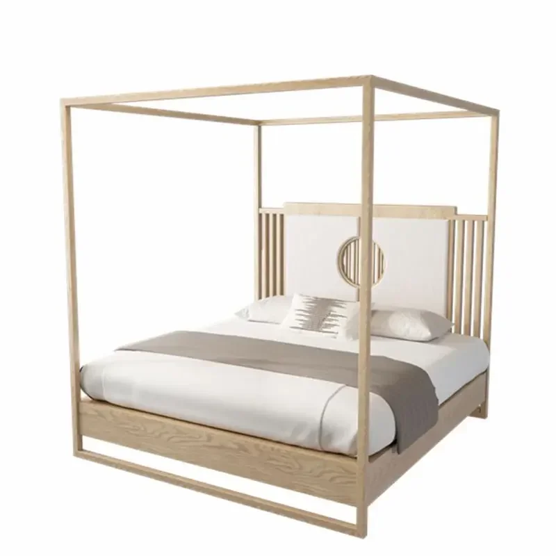 Modern Simple Zen Homestay Hotel Ash Wood Log Color Master Bedroom Furniture Guest