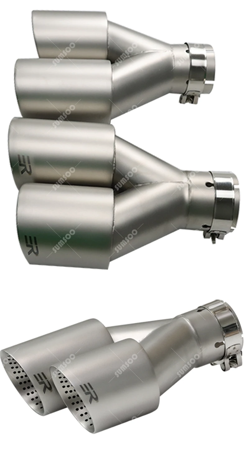 1 Stücke Doppel Matt Edelstahl Auto Schalldämpfer Spitze Auspuff Spitze System Rohr Universal Auspuff Spitze 60 63 für GTI MK7 Golf7 Düse – Detail 5