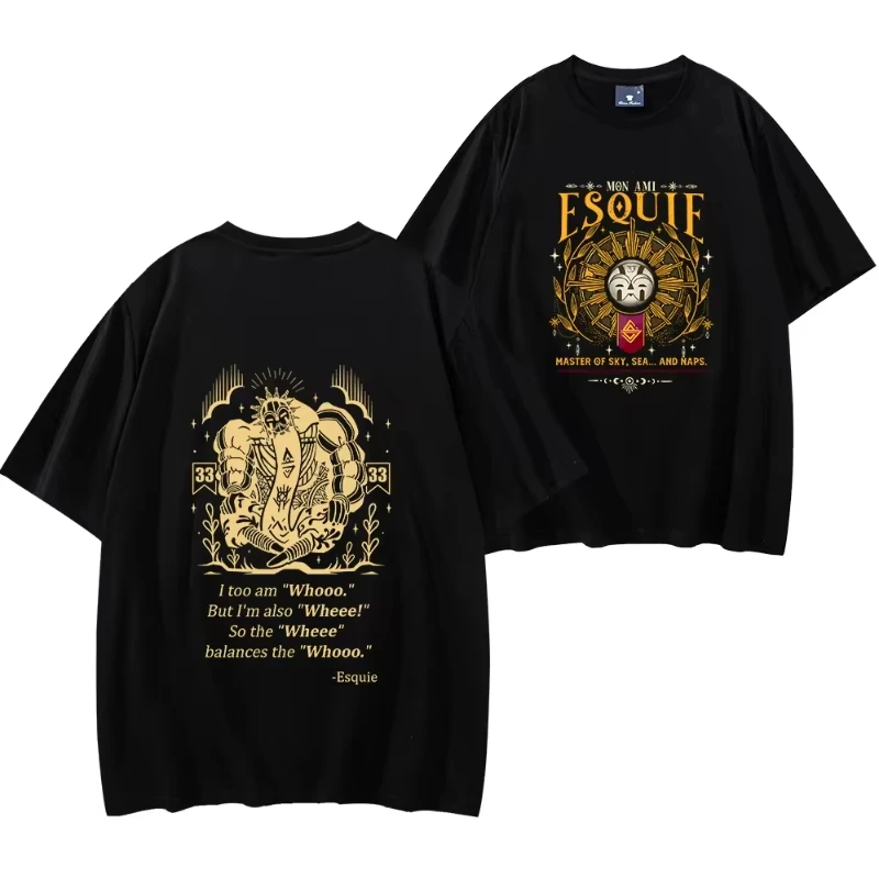 

Футболка Esquie Clair Obscur Expedition 33, летняя мужская и женская футболка с рисунком, забавная рубашка Whooo Wheee, эстетическая футболка в стиле аниме, в стиле игры