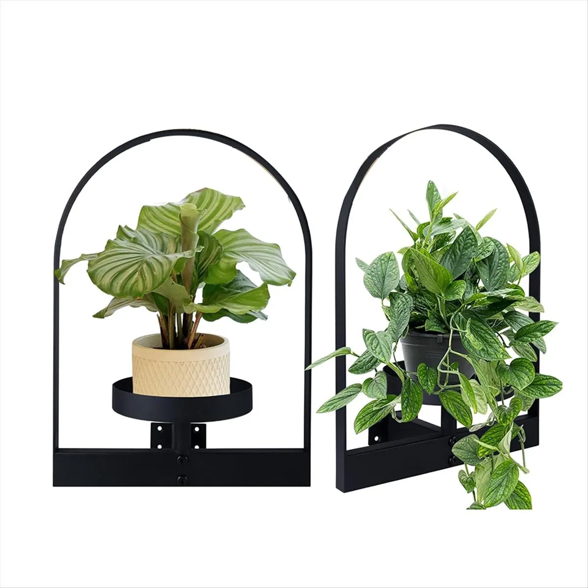(ABAB) 2Pcs Wall Plant Holder ,Wall Planter,Window Plant Shelf Picture Frame Metal Plant Holder Ease of Modern Style