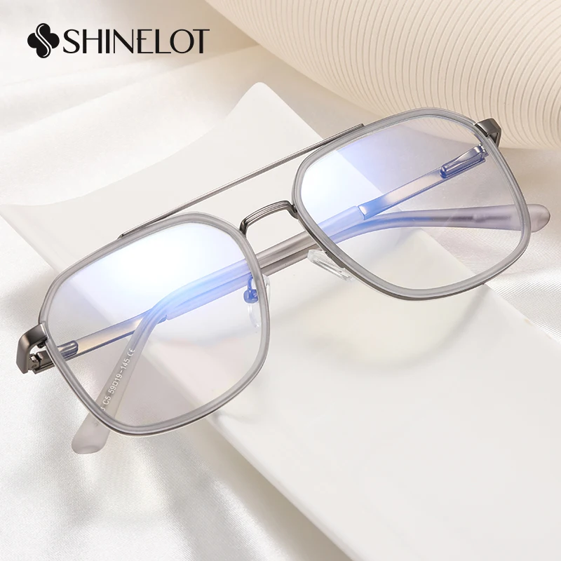 

82063 Men Science Geek Double Bridge Eyeglasses Frame Male College Students Glasses High End Eyewear Boyfriend Gift