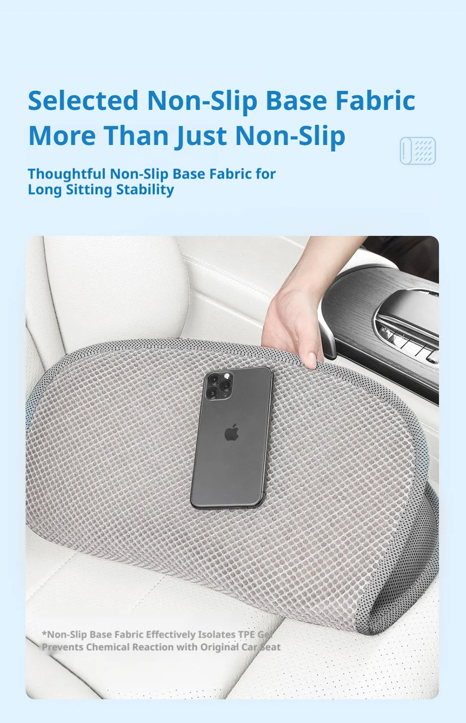 SEAMETAL Autositzkissen, atmungsaktives Gel-Sitzkissen, Sommerkühlung, Wabendesign, universell einsetzbar für Auto, Zuhause, Bürostühle – Detail 8