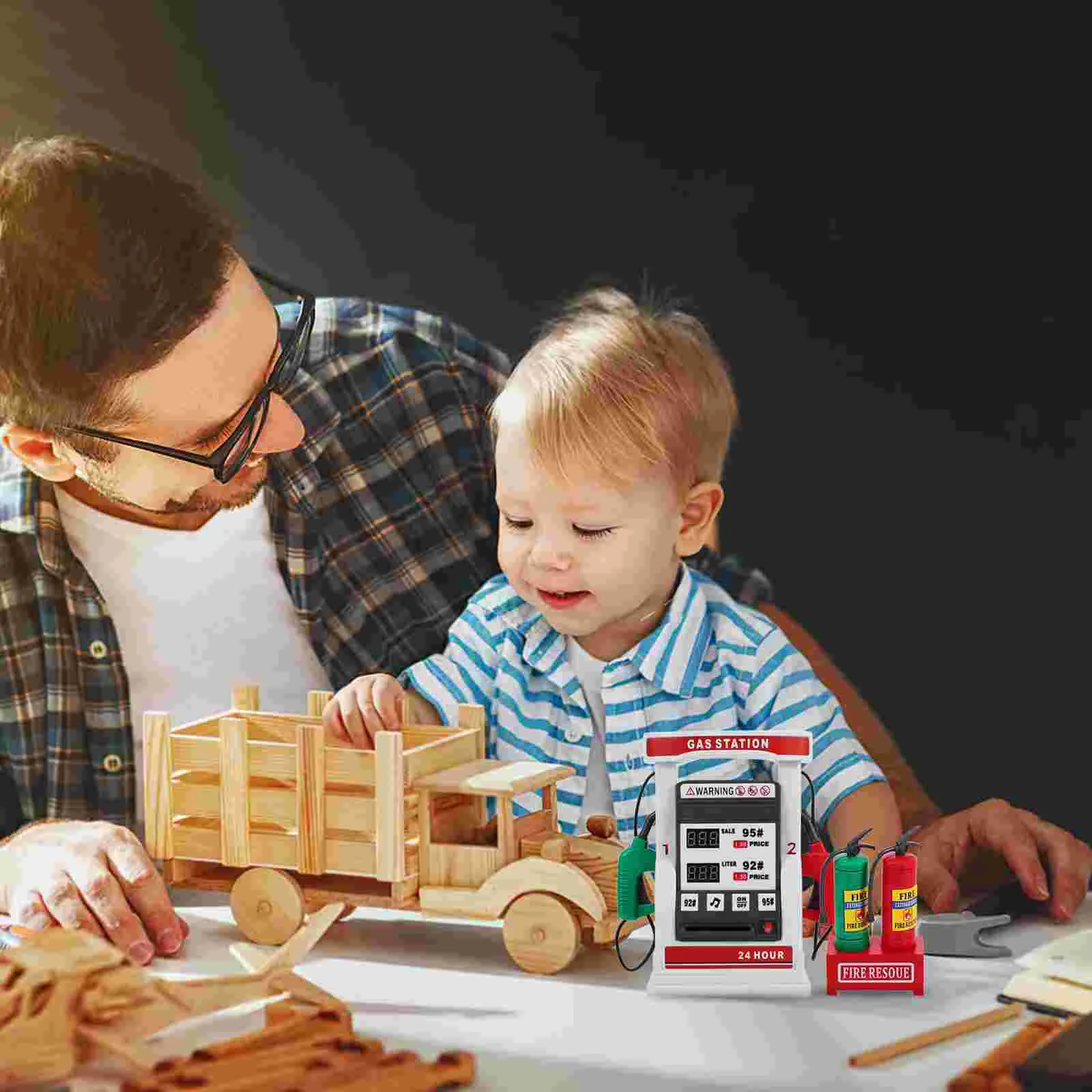 Voiture de simulation pour enfants, station-service, jouets de bricolage, modèle de construction, table de sable