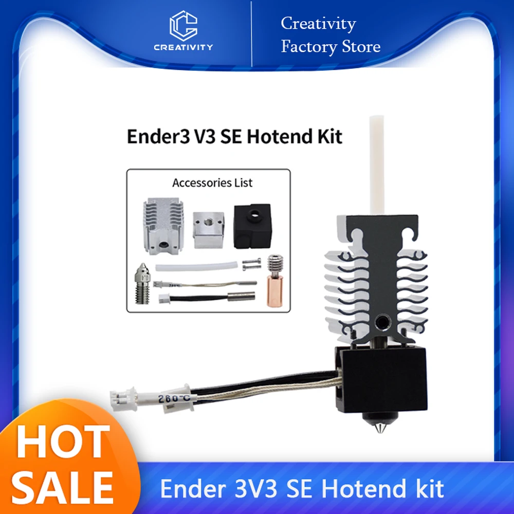 Kit Hotend pour imprimante 3D Ender 3 V3 SE, 24V 40W, revêtement thermique bimétallique, buse en cuivre, chaussettes en silicone