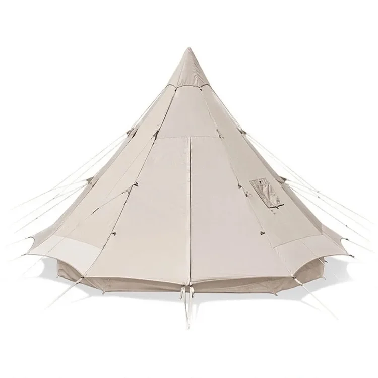 Camping Tent Cotton Pyramid Tent Big Space 5-8 Persons Outdoor Picnic Windproof Family Party Hunting Tent