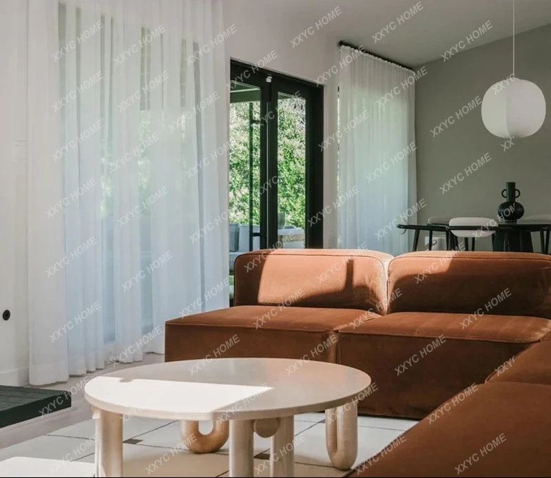X Modern Home Round Solid Wood Coffee Table Simple Bed And Breakfast Living Room U-shaped Table