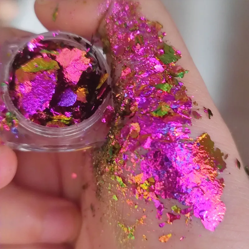 Nuevo Set de Polvo de Ópalo Camaleón Aurora de 6 Colores – Brillo Iridiscente, Copos Holográficos Brillantes, Polvo Suave de Nube de Cristal de Hielo