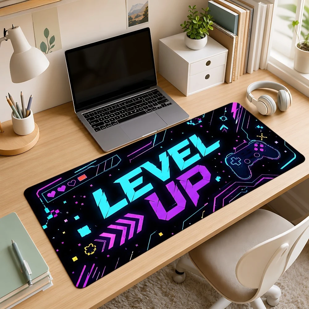 Blue and Purple LEVEL UP Gaming Mouse Pad, Anti-Slip, Mouse desktop Accessory pk Control 1 Mousepad Podkladka Na Biurko