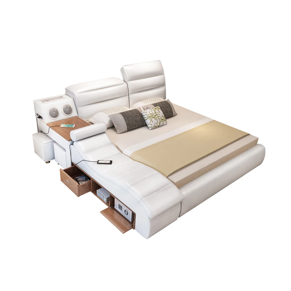 

Customizable Multi-Color Multifunctional Smart Leather Sofa Bed Tatami Beds Double Bed With Music Massage Enjoyment