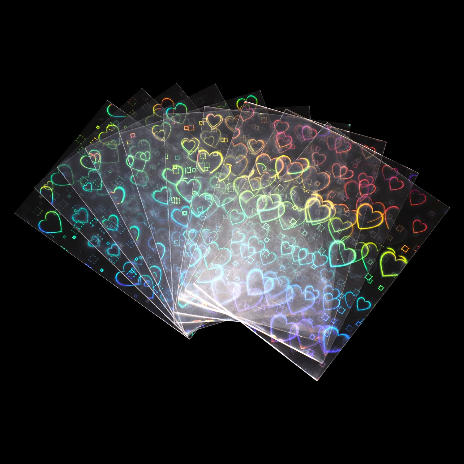 

100 PCS Super Cute Holographic Magic Cards Foil Shinny Laser Heart Shaped Holo Flash Standard Size PTCG Cards Spark Protector