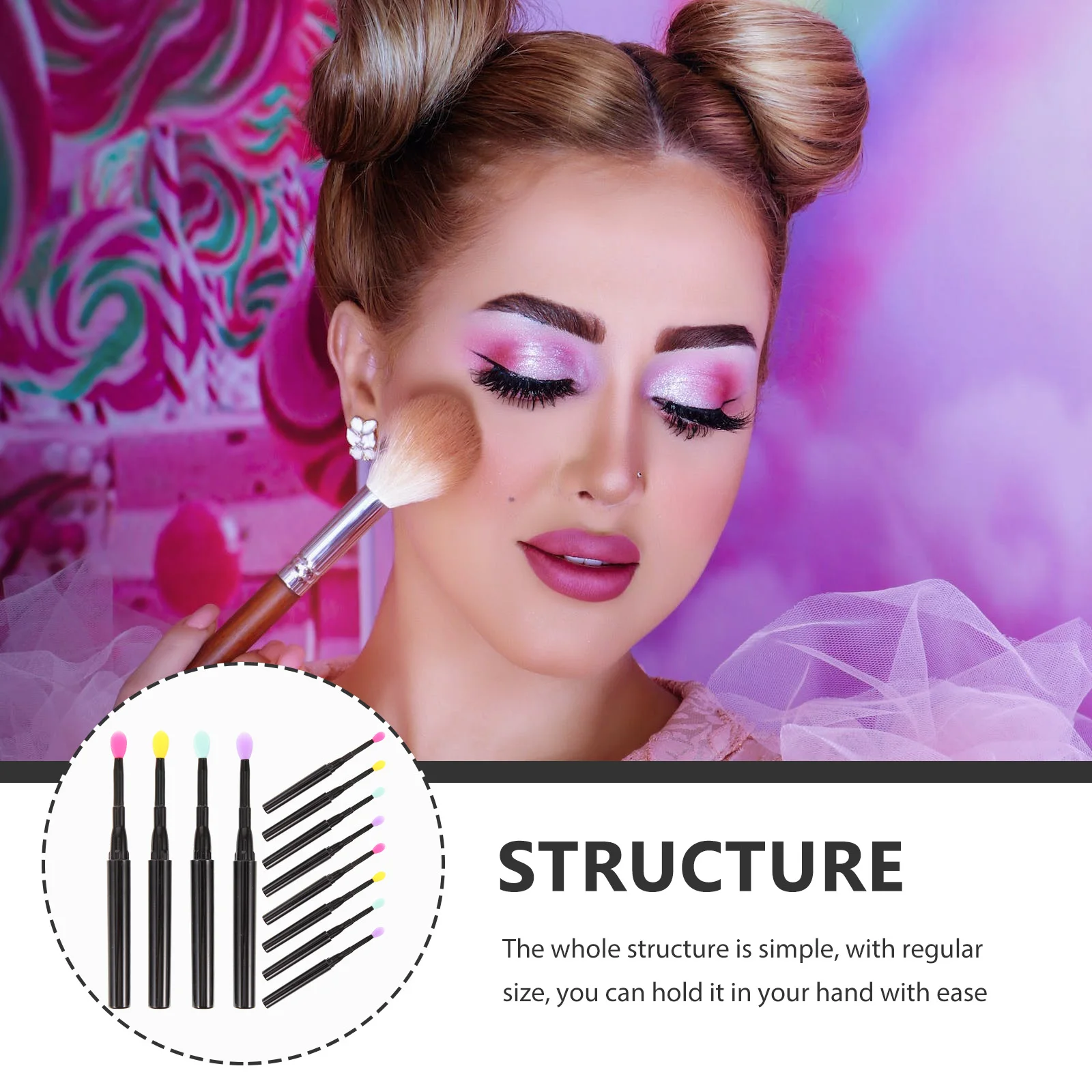 

12pcs Eye Shadow Brush Lipstick Applicator Set Silicone Mini Makeup Brushes Lid Multi Functional Gloss Mask Scrubber for Makeup
