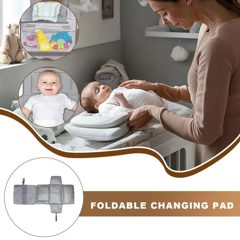 Portable Diaper Changing Pad with Multiple Pockets Reusable Compact Changing Station Waterproof Outdoor Travel supplies