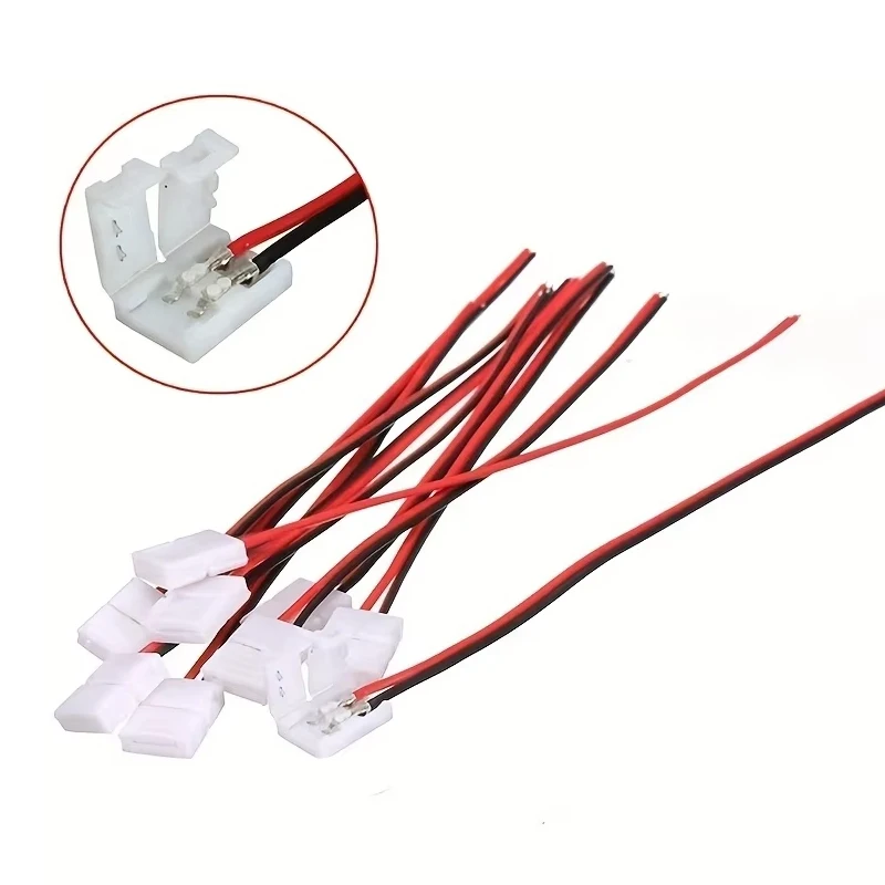 10Pcs Practical No Welding Ribbon 2 Pin Led Strip Adapter PCB Connector Cable For 3528 Single Color