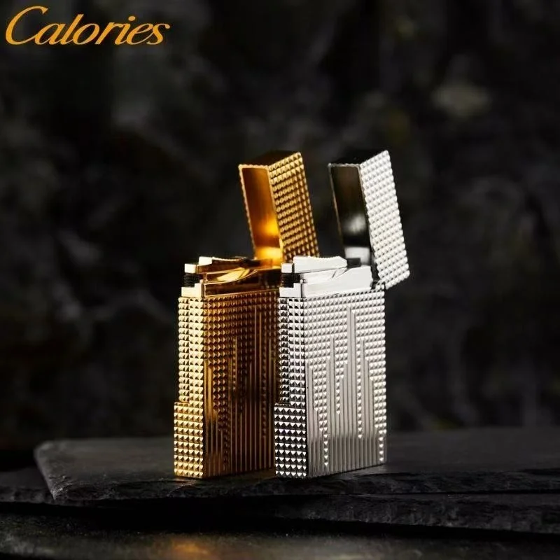 Calorie Portable Art Deco Lighters Classic Engraved Gas Lighters Clear Sound Unique Smoking Accessories Birthday Gift To Smoker