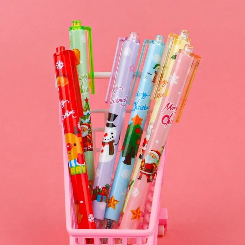 24pcs Christmas new Christmas tree old man elk snowman pressing neutral pen, high-value student writing stationery