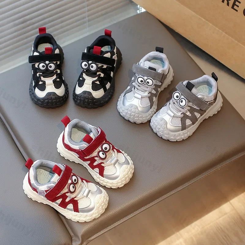 

Children Sneakers Fashion 2025 Spring New Student Breathable Mesh Cartoon Boy Girls Anti Slip Outdoor Comfort Kids Running Shoes