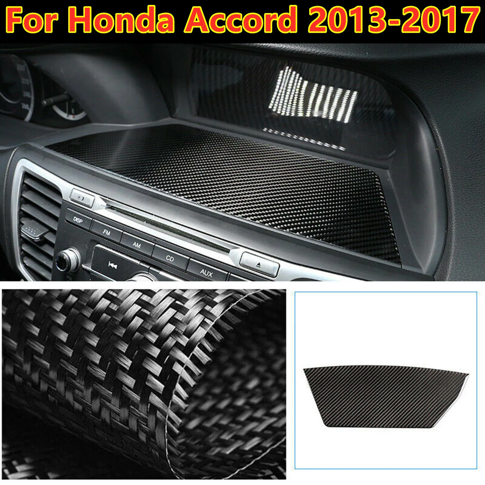 Carbon Fiber Central Console Lower Panel Cover Trim For Honda Accord 2013-2017