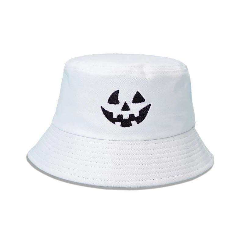 Fashion Embroidery Pumpkin Bucket Hat 56-58cm Halloween Fisherman Hat All Seasons for Sun for Protection for Male Female