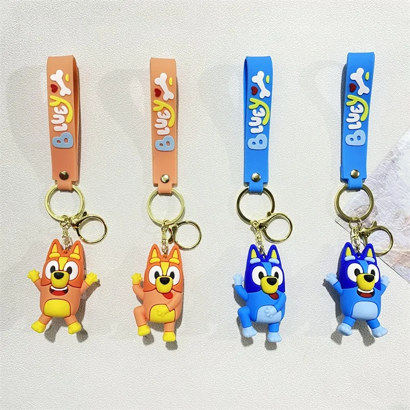 MINISO Creative Cartoon Family Cute Bingo Keychain Gift Cartoon Blue Dog Keychain and His Friend Snickers Cocoa Bag Pendant