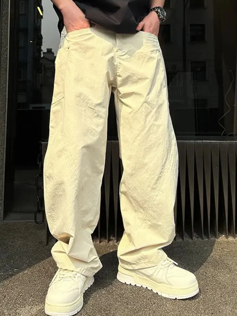 

Мужские брюки-карго в стиле Харадзюку, весна-осень, с широкими штанинами, повседневные, свободного кроя, из полиэфирного волокна