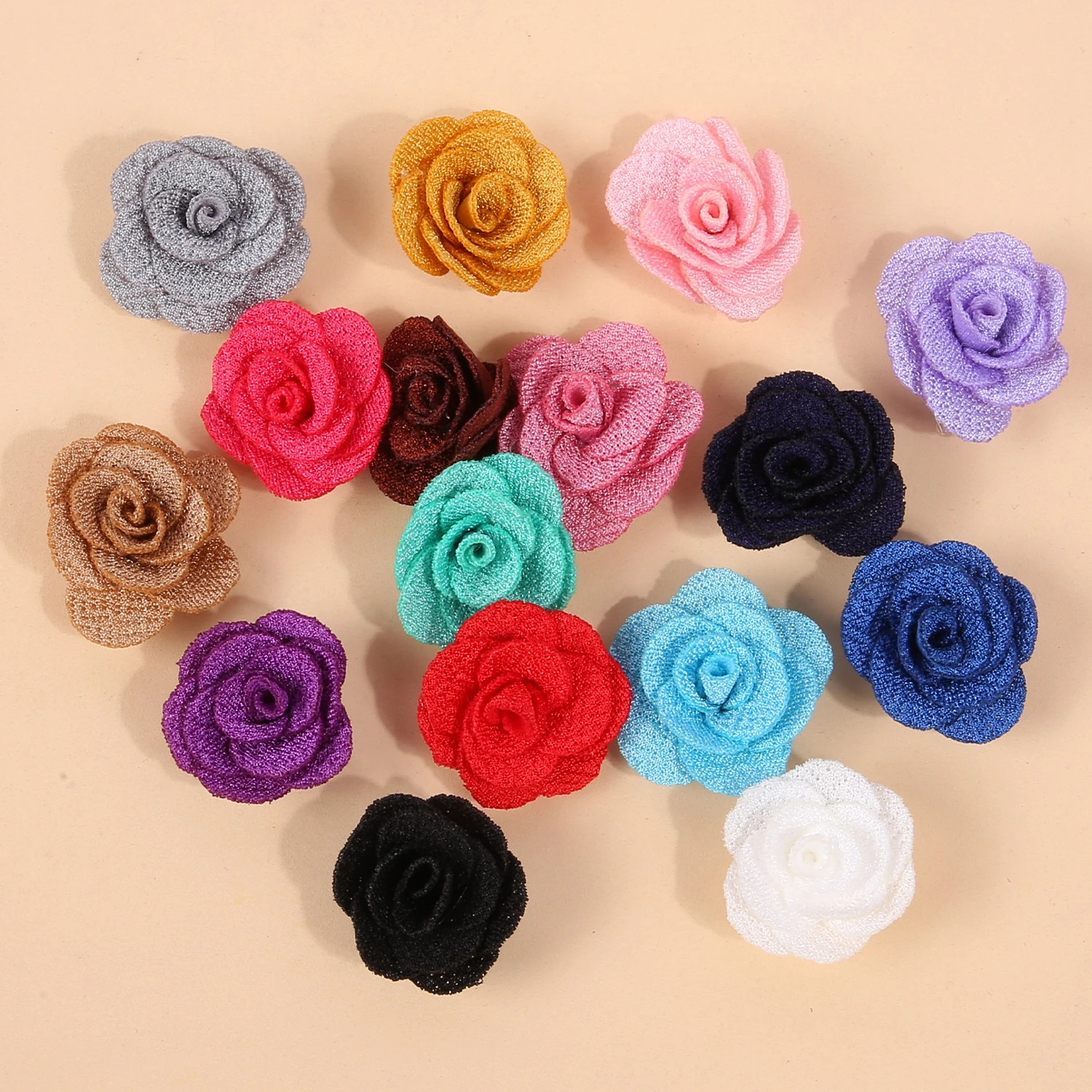 40pcs Mini 1in 2.5cm Camellia Flower Rose Accessories For DIY Clothing Hat Brooch Clip Shoes Hair Accessories Decor Accessories