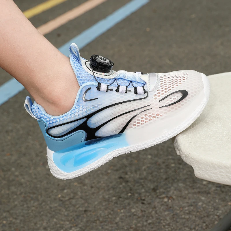 

Trendy Shock Absorbing Athletic Shoes Boys Girls Children Mesh Breathable Trainers Flexible Non Slip Sole Outdoor Footwear