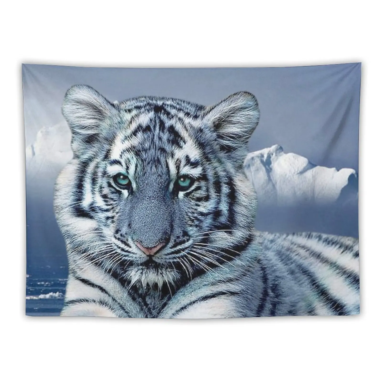 

Blue White Tiger Tapestry Wall Hanging Tapete For The Wall Tapestry