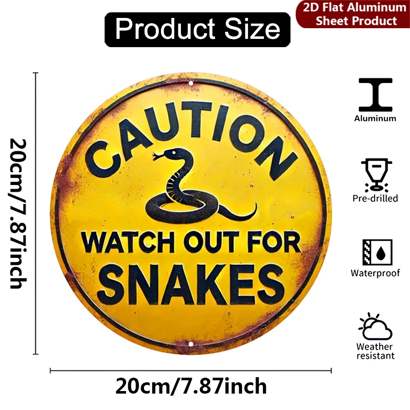 2D Flat, 1pc,Vintage Snake Sign Decorative SignRustic Danger Notice PlaqueOutdoor Safety Alert Perfect for Home,Porch,Garden
