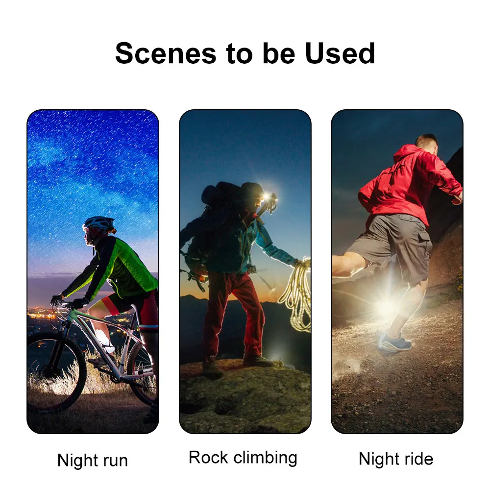 COB LED Headlamp USB Rechargeable Headlight LED Head Torch Built-in Battery Waterproof 3 Modes Camping Fishing Emergency Lantern