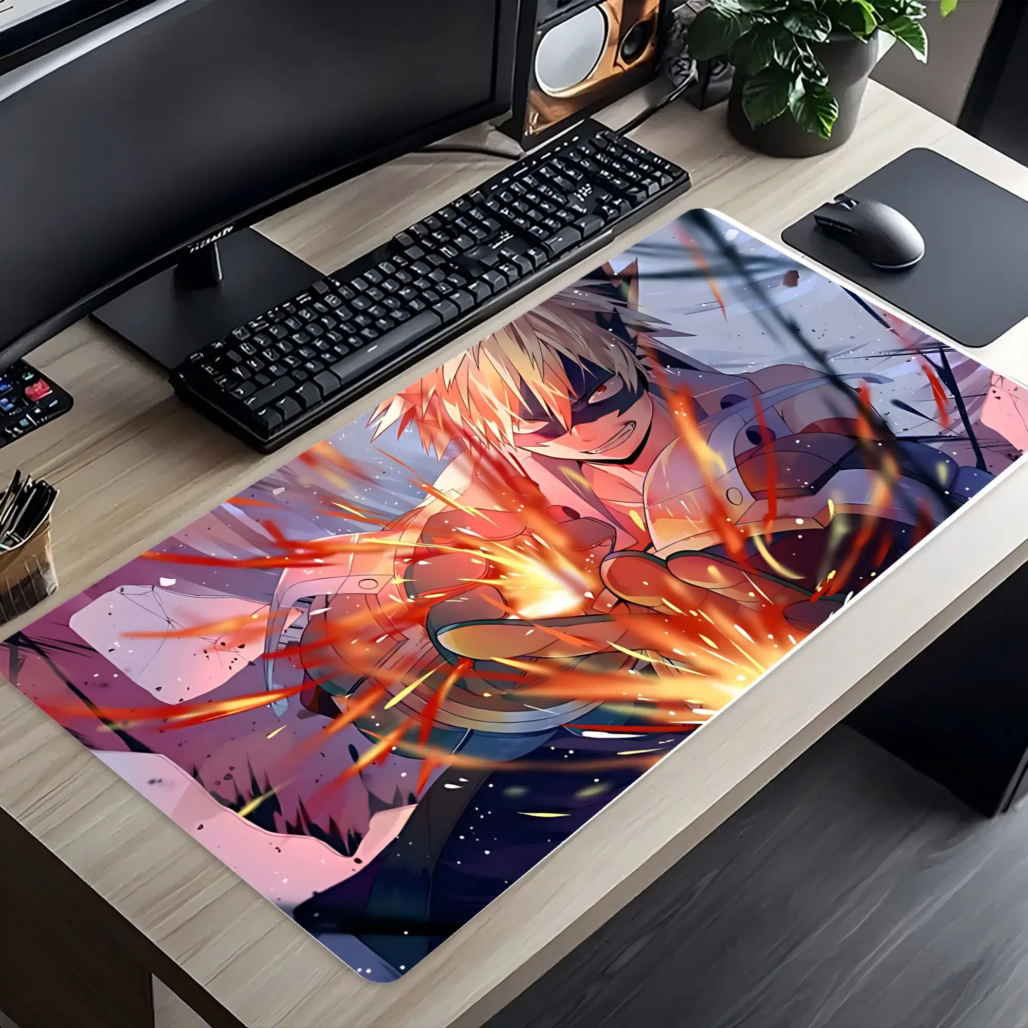 لوحة ماوس قماشية كبيرة جدًا مستوحاة من Katsuki Bakugou، مناسبة لجميع سيناريوهات المكاتب والألعاب مع قاعدة مطاطية ذات مقاس ثابت #5