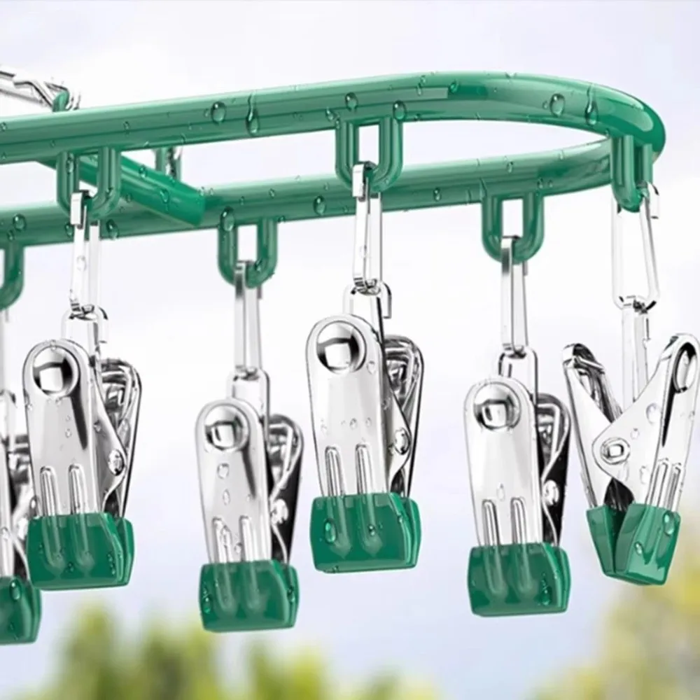20 Clip Capacity​​ Clothes Drying Rack ​​Unmarked Design​​ ​​Stainless Steel Sock Rack​​ ​​Windproof Clothes Organizer​​