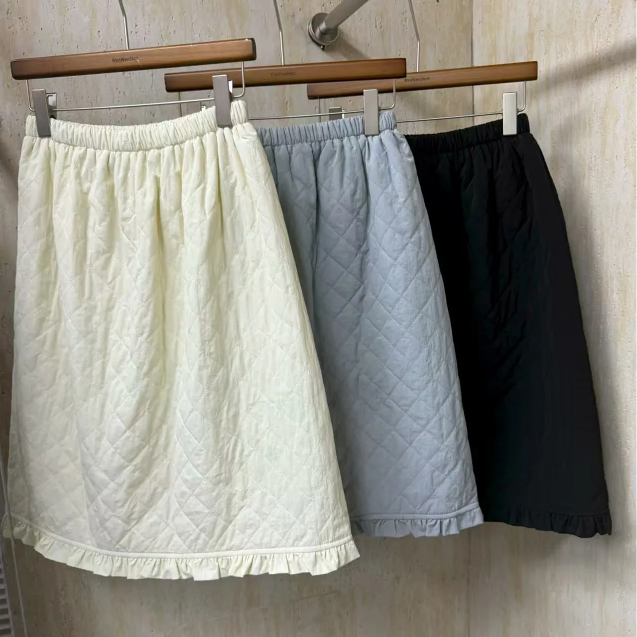 시크한 가을 겨울 미디 스커트 여성용 미디엄 길이 A라인 스커트 우드 에인 디자인과 코튼 거즈 레트로 스타일