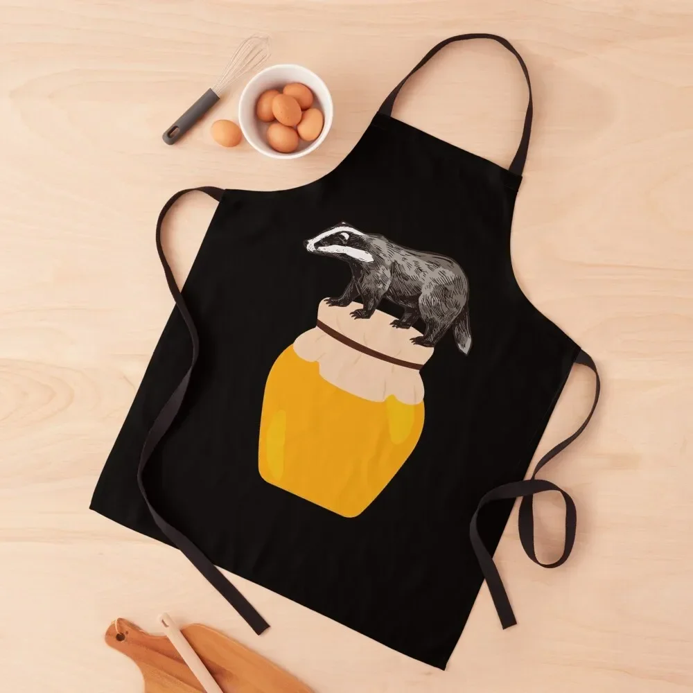 Honey Badger standing on a Honey Pot Apron Women's Kitchen For Cooking Apron